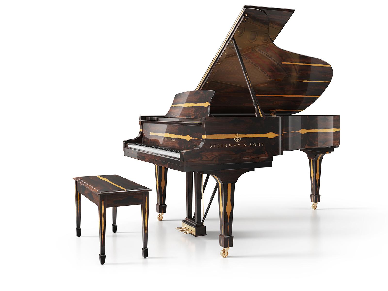 Steinway Crown Jewel grand piano in Ziricote with matching bench